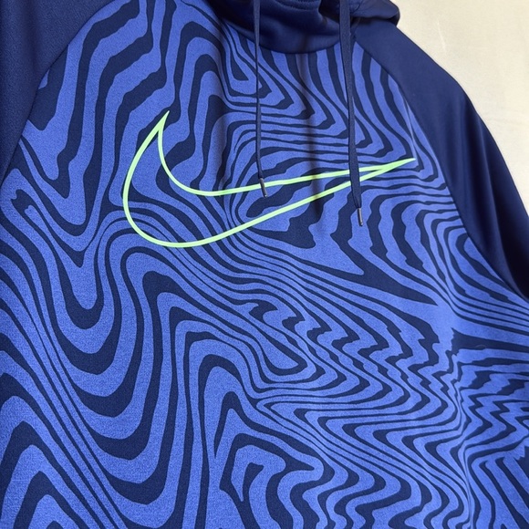 Nike Dri-FIT Blue Swoosh Hoodie Men’s Medium Neon Synthwave - Picture 2 of 6
